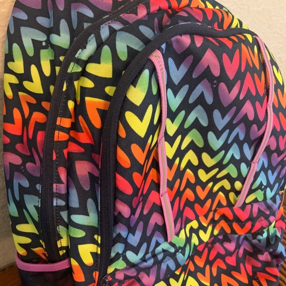 Lands End Rainbow Heart Large Backpack - Picture 3 of 8